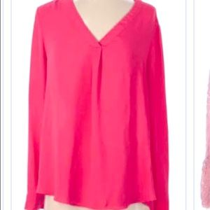 NEW! Rose + Olive Long sleeve chiffon shirt